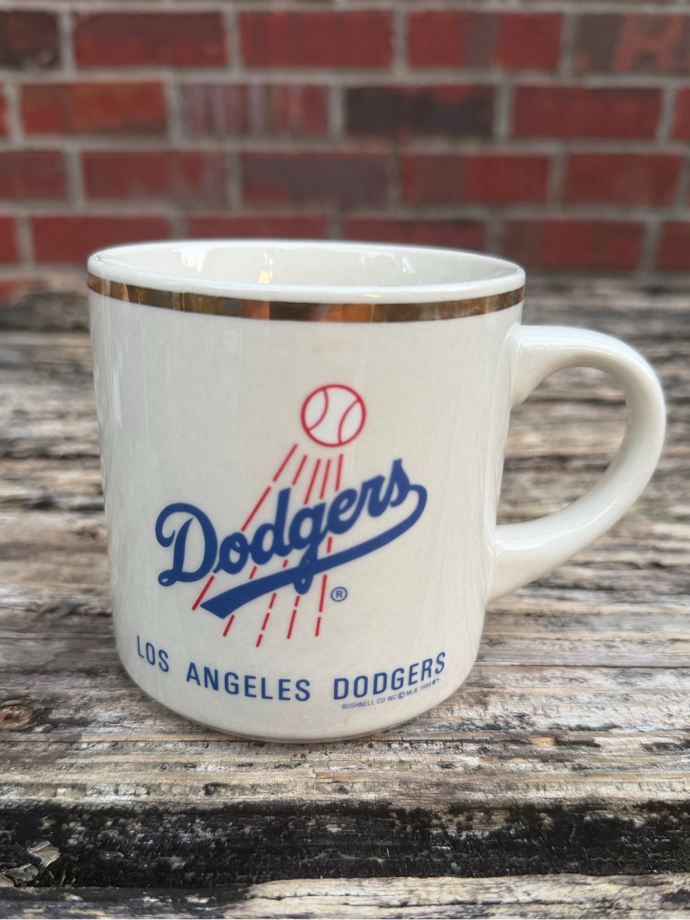 Bushnell Co. Los Angeles Dodgers 1988 MLB White Ceramic Coffee Mug w/ Gold Rim